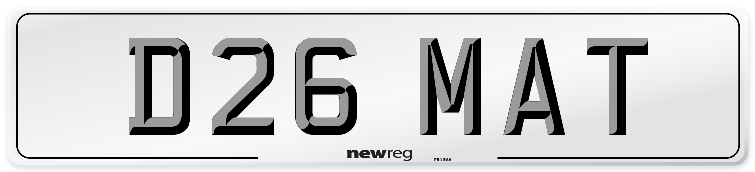 D26 MAT Number Plate from New Reg